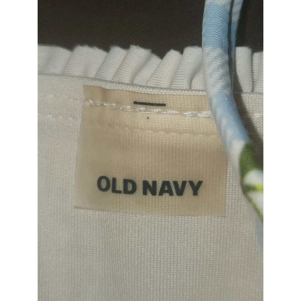 Old Navy two-piece swimsuit blue & white gingham with small cherries Girls Sz 8
